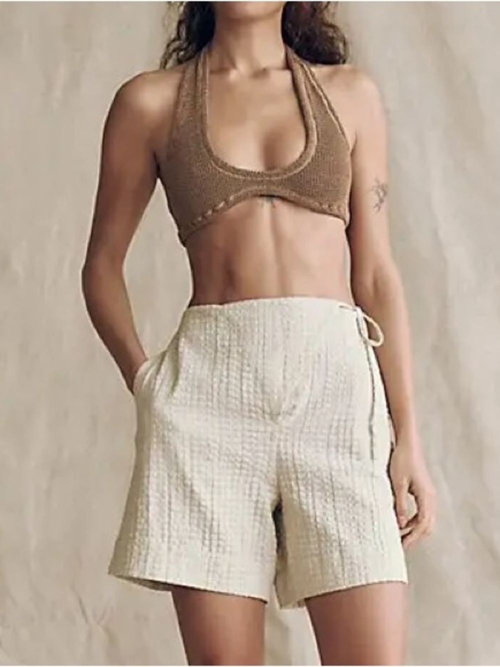 FREE PEOPLE Pucker Check Wrap Shorts Size XS NWOT